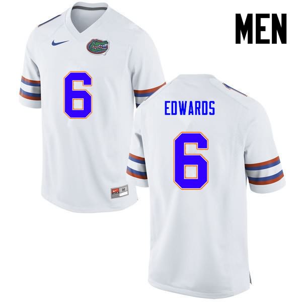 Men's NCAA Florida Gators Brian Edwards #6 Stitched Authentic Nike White College Football Jersey WZQ0765VH